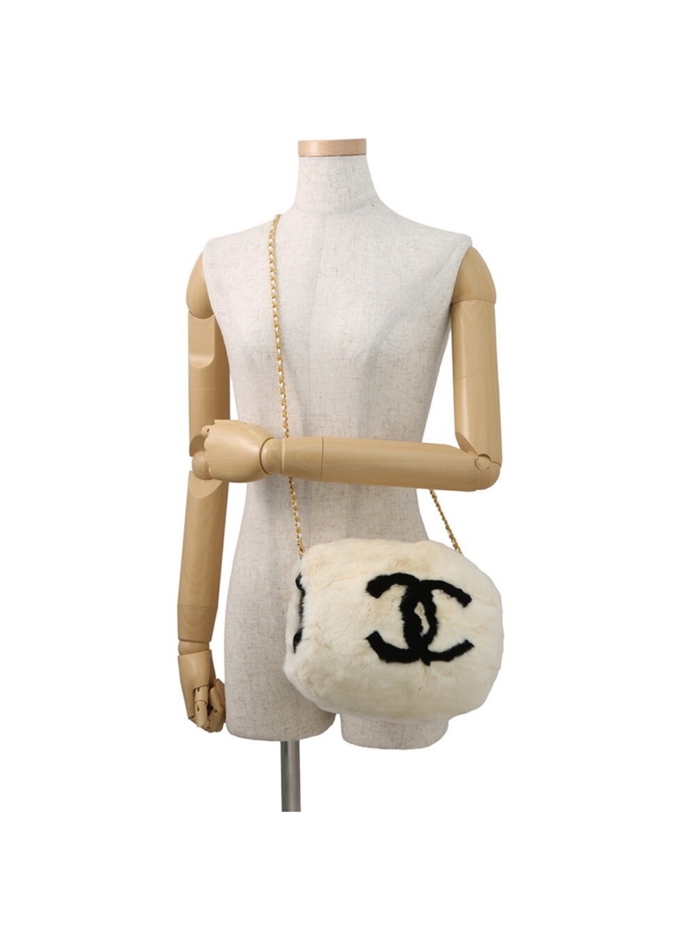 ❄️ ChaneI Chain Shoulder Lapin. White Faux Fur Hand Warmer Muff Logo Bag Reserve